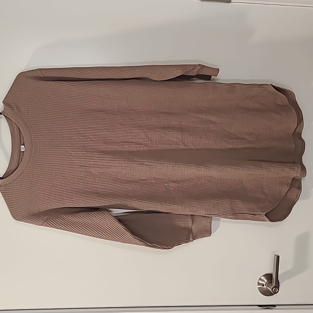 Uniqlo thermal shirt dress taupe
